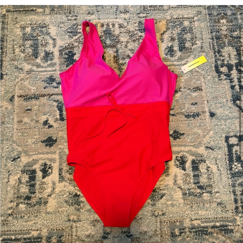 NWT NWT Summersalt The Tie‎ Waist Backflip One Piece Swimsuit Lava. Size 12 - Picture 2 of 7